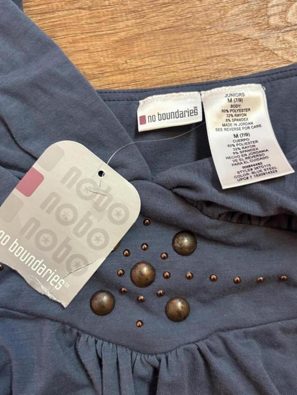 No Boundaries early 2000s deadstock navy studded nwt grunge babydoll cami top - Picture 6 of 8